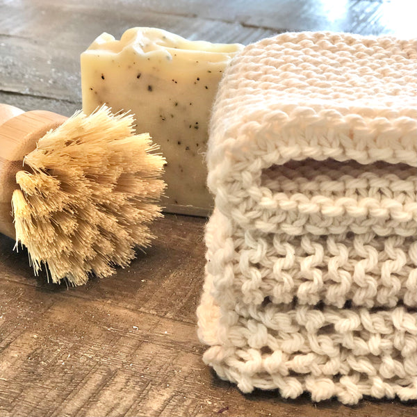 Hand Knit Washcloths - 100% cotton