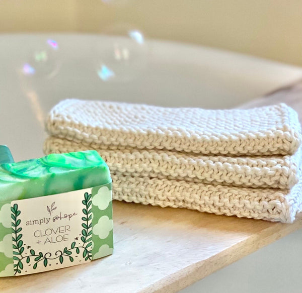 Hand Knit Washcloths - 100% cotton