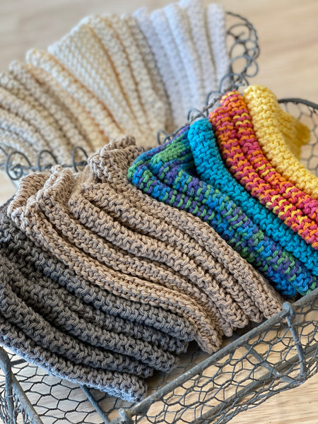 Hand Knit Washcloths - 100% cotton